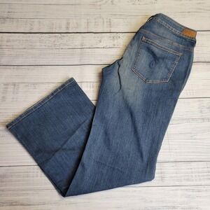 Esprit Womens‎ Mid Rise Boot Cut Flared Blue Jeans Size 33x32 Dark Wash Stretch
